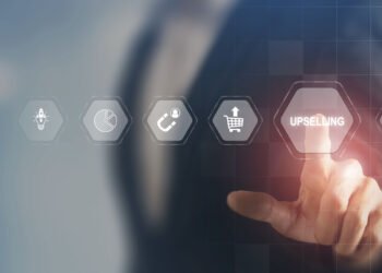 Upselling, marketing and sales strategy concept. Sales technique encourages customers to purchase a more expensive, additional product, service, upgrade. Boost profits, improve customer satisfaction